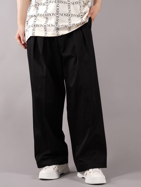 【ラスト1点】 FRONT PLEAT WIDE LEG TROUSERS / フロント プリーツ ワイドレッグ トラウザーズ (ブラック)