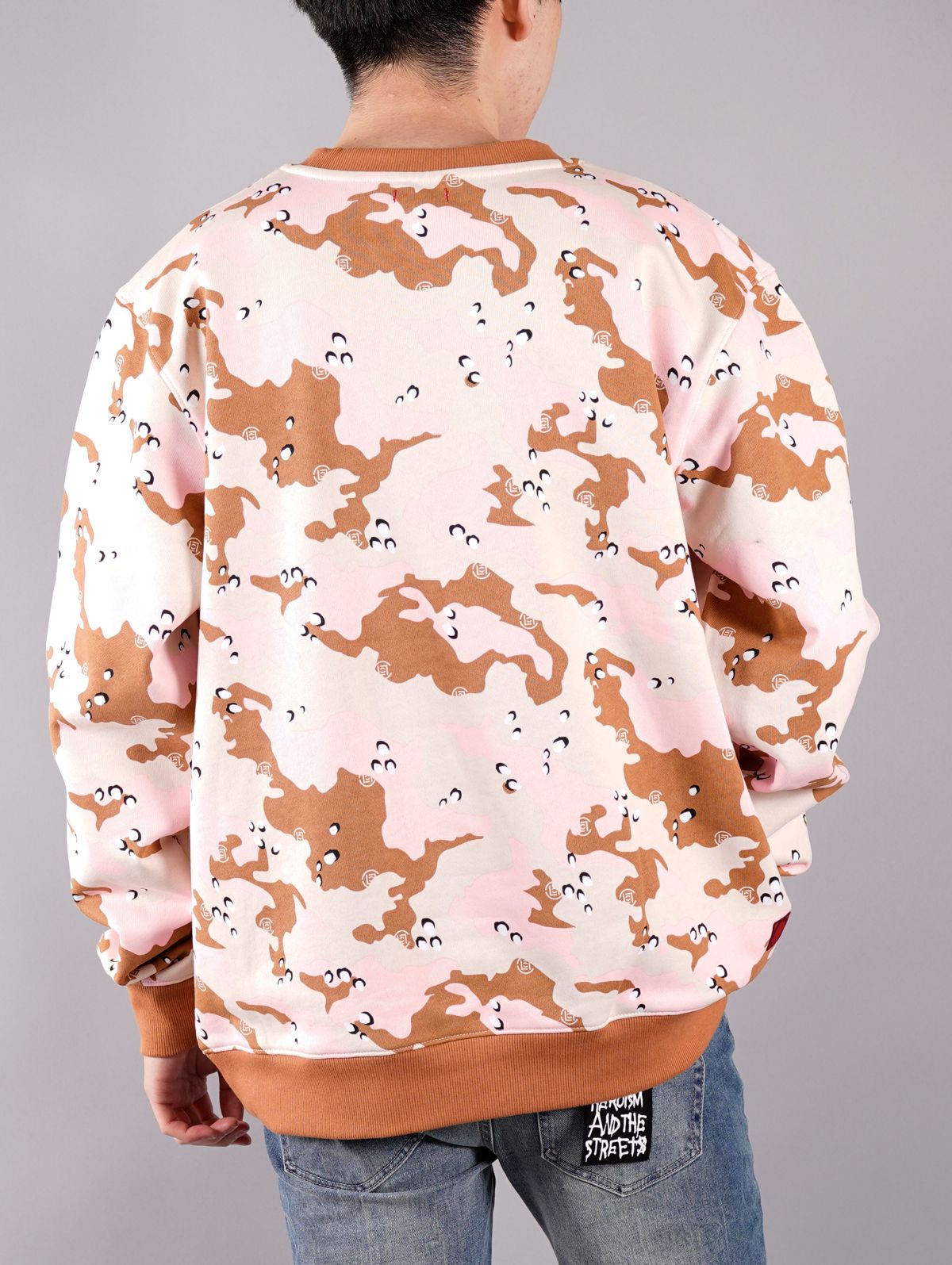 ラスト1点 / ICE-CREAM CAMO CREWNECK SWEAT / アイスクリーム カモ クルーネック スウェット (カーキ)