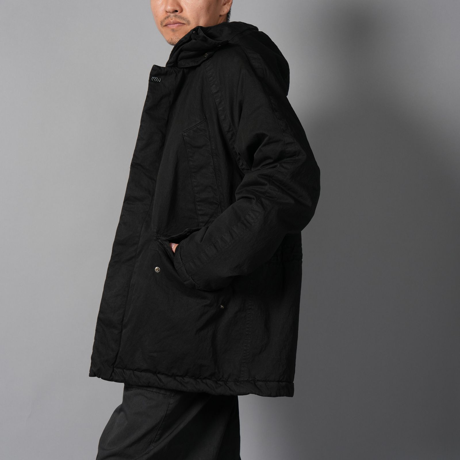 OUTERWEAR MEDIUM JACKET IN GABARDINE CO/NY / ミディアムジャケット (ブラック)