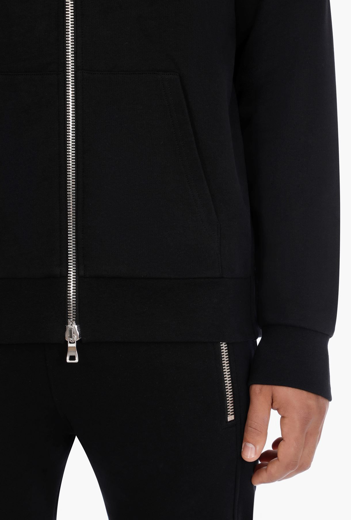 BALMAIN - 【ラスト1点】Black cotton sweatshirt with white Balmain