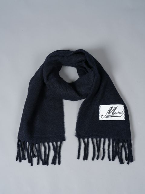 【ラスト1点】マフラー / フリンジ付き / ラージサイズ / ブラッシュド アルパカ ウール / ユニセックス (ブルーブラック) ASZC0005A0UTW91800B99 MARNI