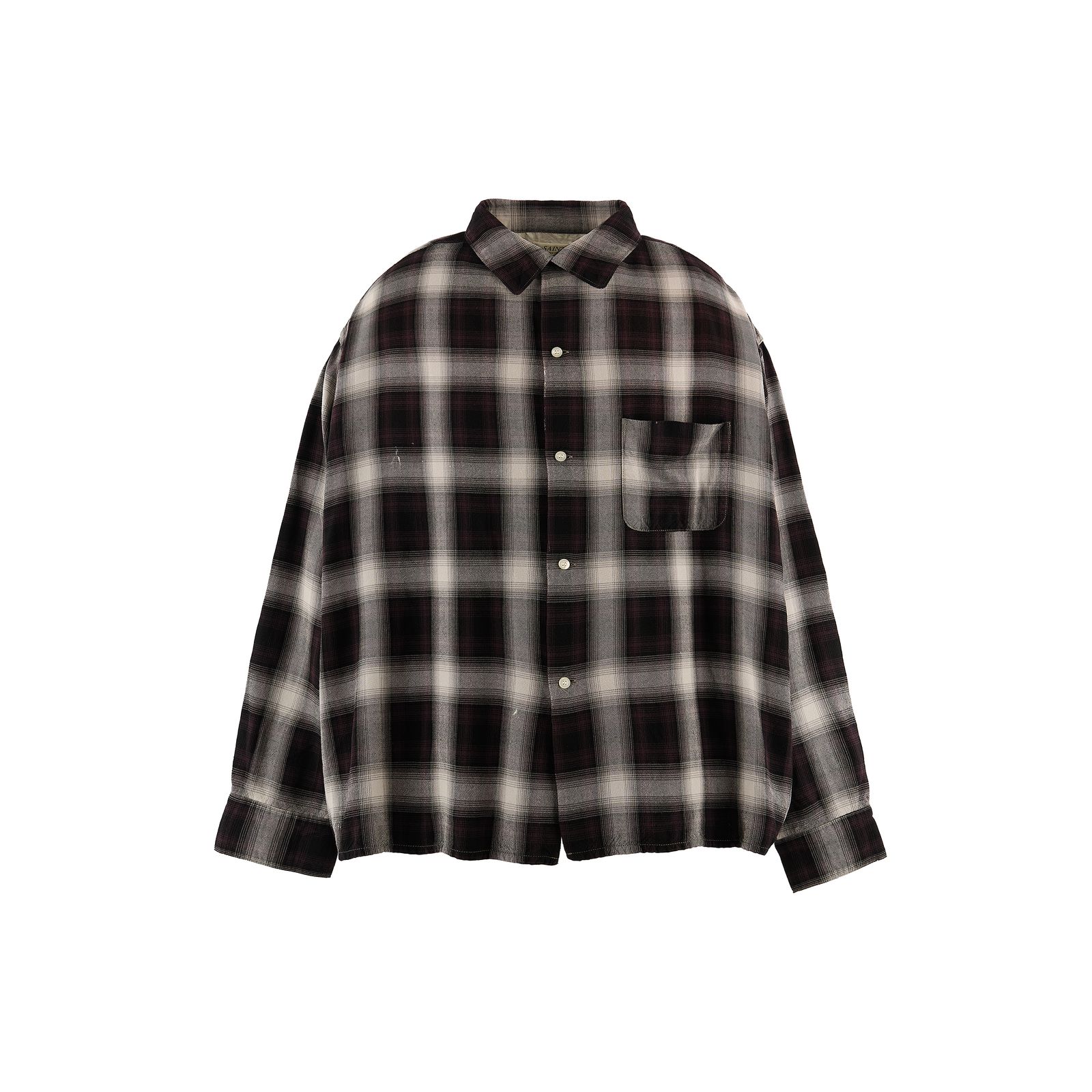 SM-MK1-0000-027 / RAYON SHIRT / CHECK / BLACK+GRAY / レーヨンシャツ (ブラック/グレー)