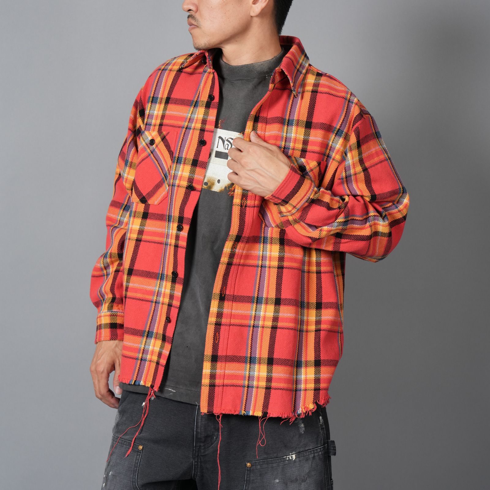 DAMAGED FLANNEL SHIRTS / ネルシャツ (オレンジ)