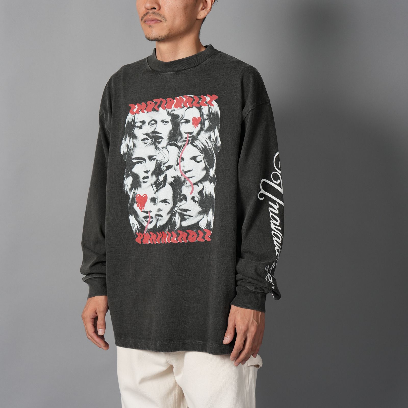 【コラボ】EU-HR1-0000-C11 / EU BG COLLAGE LS TEE / ロンT・カットソー (ブラック)