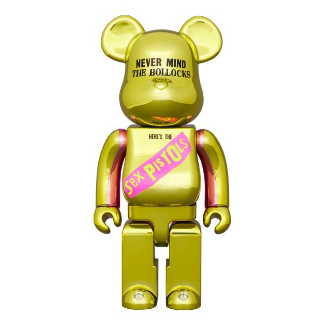 BE@RBRICK Sex Pistols "NEVER MIND THE BOLLOCKS" Chrome Ver. 100％ & 400％ / ベアーブリック 100% & 400%  (イエロー/ピンク)