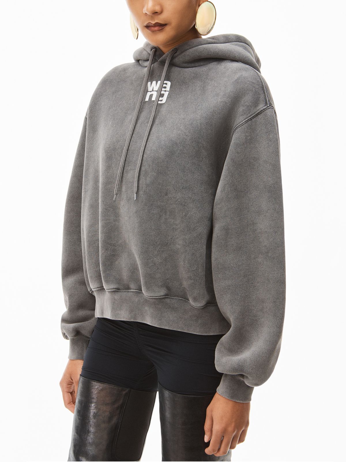 alexander wang - ESSENTIAL TERRY HOODIE WITH PUFF PAINT LOGO