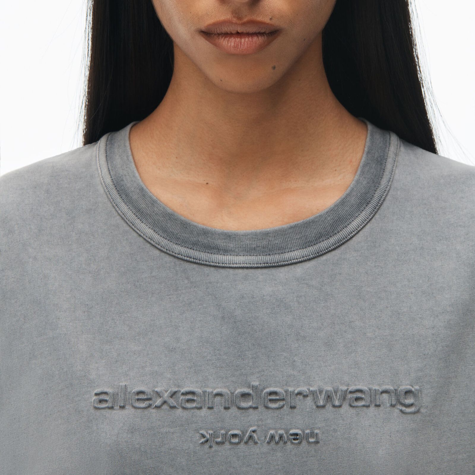 alexander wang - BI-COLOR ACID TEE WITH EMBOSSED LOGO