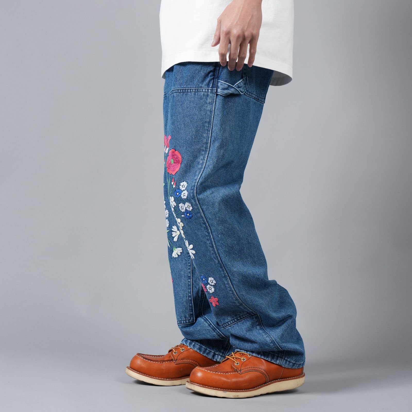 【ラスト1点】EMBRD CARPNTR DENIM PANT /  エンブロイダリー カーペンター デニムパンツ (ブルー)