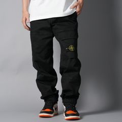 3100010 ORGANIC COTTON STRETCH BROKEN TWILL 'OLD' EFFECT / カーゴパンツ (ガーメントダイ) (ブラック)