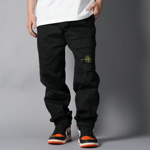 3100010 ORGANIC COTTON STRETCH BROKEN TWILL 'OLD' EFFECT / カーゴパンツ (ガーメントダイ) (ブラック)