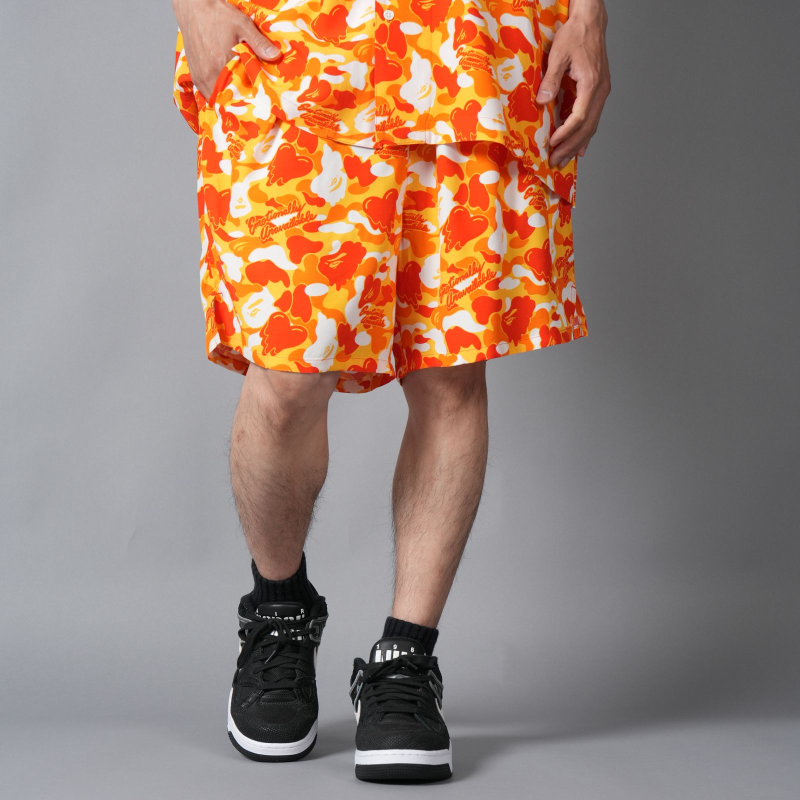 【コラボ】EU-MK8-0000-C04 / EU APE ALOHA SHORTS / ORANGE / ショーツ (オレンジ)