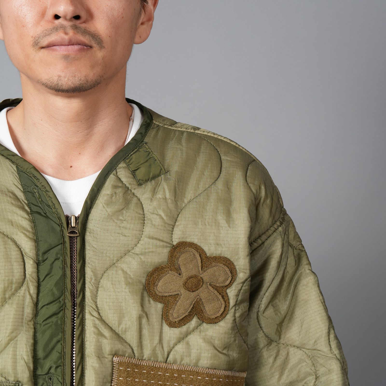 NO:1 / Rebuild U.S.ARMY M-65 Fishtail Parka Quilting Liner  / フィッシュテール パーカー キルティングライナー [古着リメイク](カーキ)