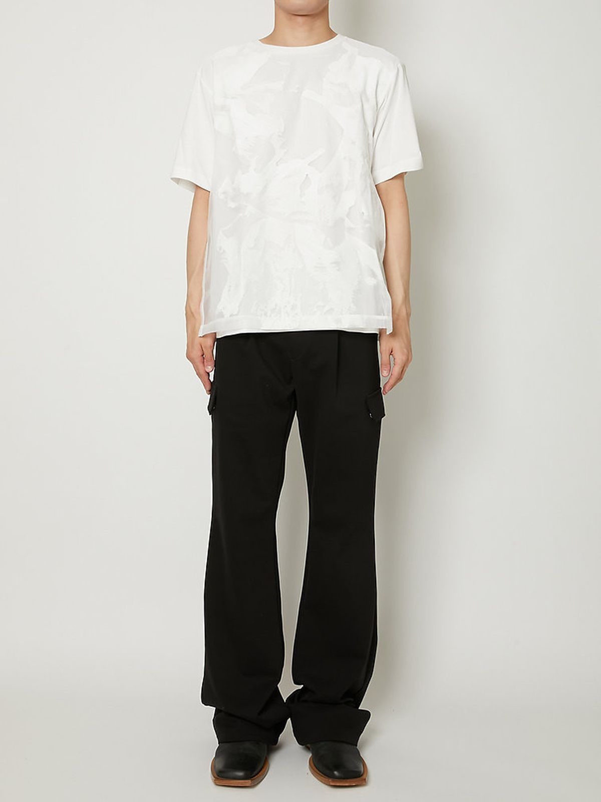 【ラスト1点】 TRANSPARENT FLOWER LAYERED T-SHIRTS / フラワーレイヤードTシャツ (ホワイト)