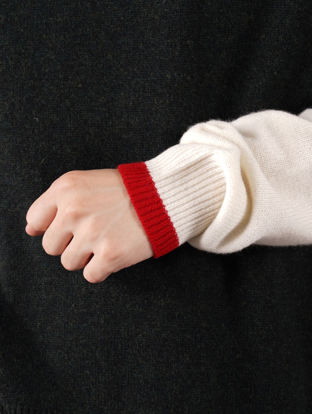 ラスト1点 / COLOURBLOCK KNITTED JUMPER / カラーブロック ニッテッド ジャンパー (カーキ)