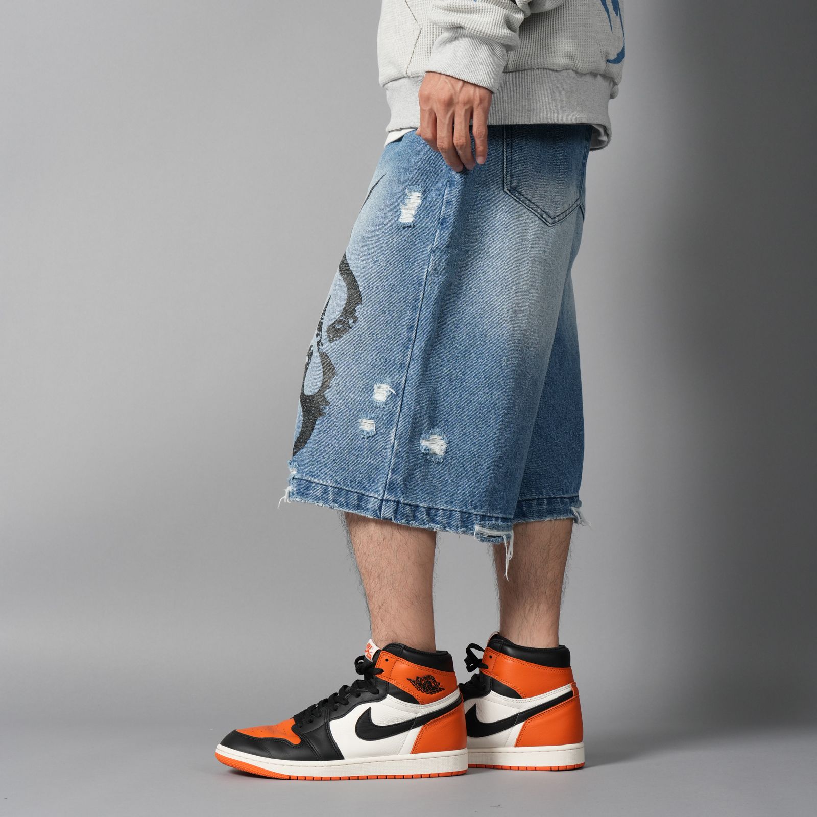 【残りわずか】 Tribal Denim Five-pocket Shorts / トライバル デニム ファイブポケット ショーツ (ヴィンテージブルー)