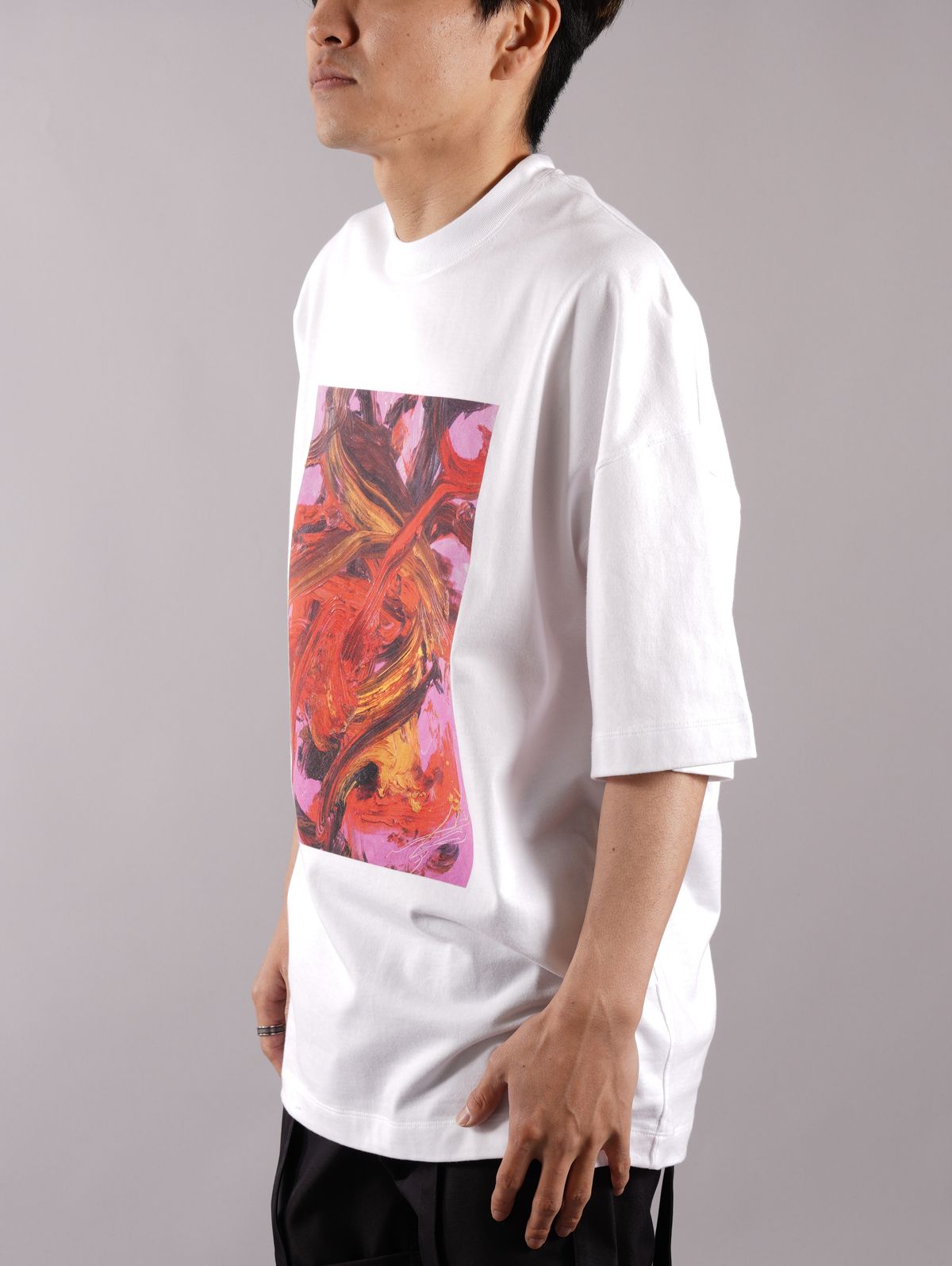 プリント Tシャツ / ドロップショルダー / ホワイト