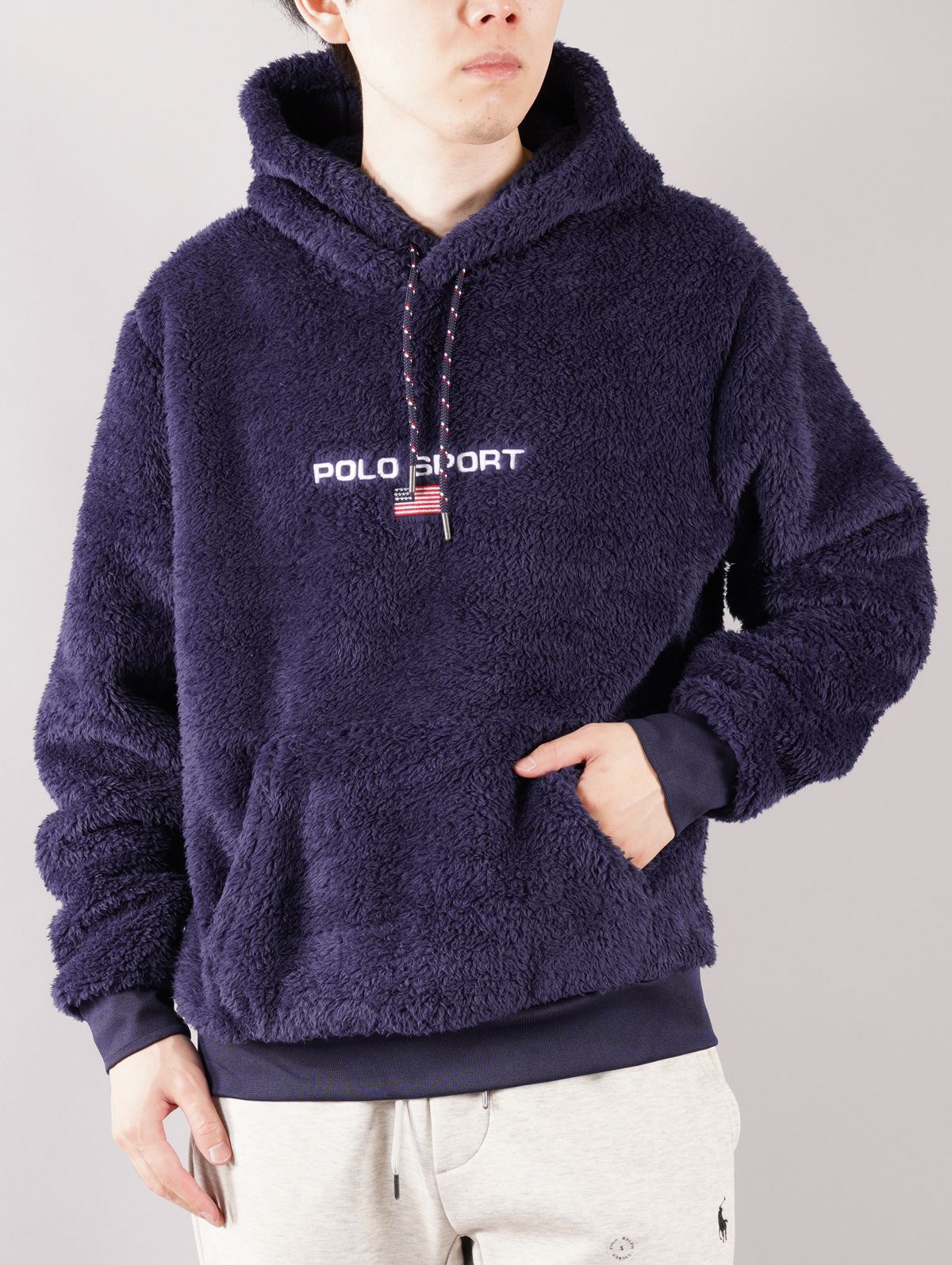 90s POLO SPORTS ニットセーター ネイビー フロントロゴ