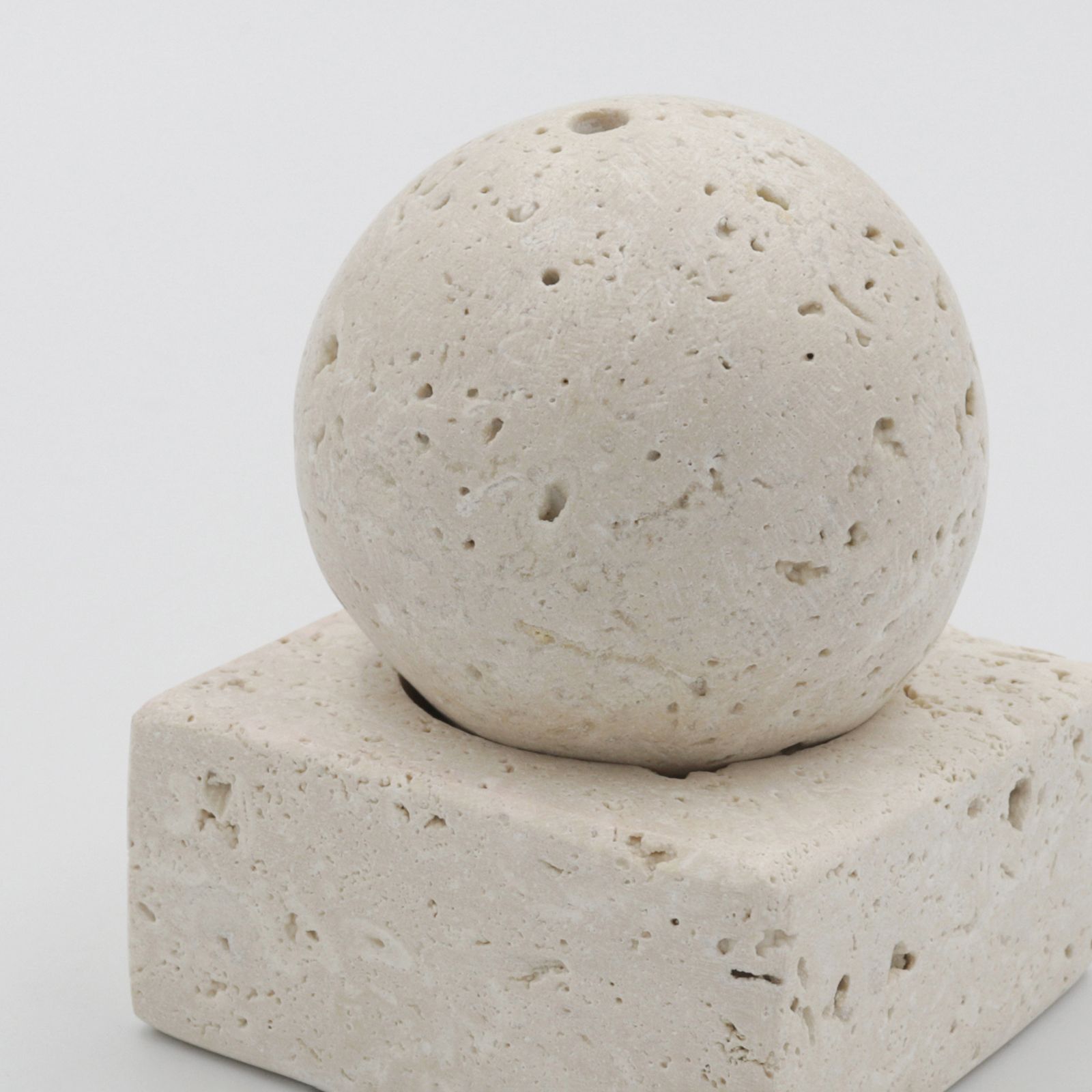 STONE INCENSE HOLDER Travertine Ivory
