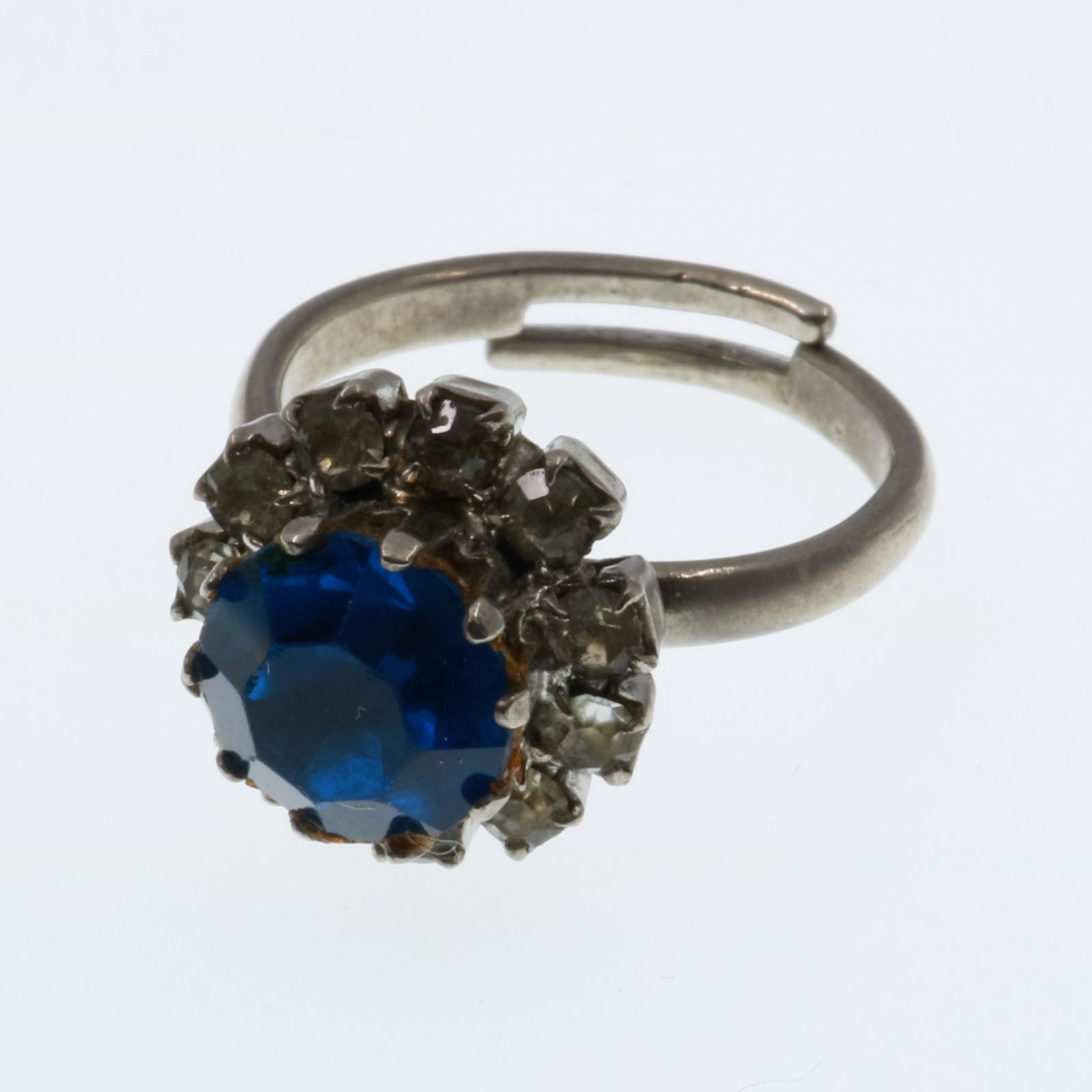 「80s ブルーラインストーンカクテル」リング ヨーロッパ