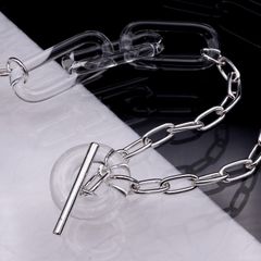 「Glass Chain & Silver Necklace」ネックレス クリア&シルバー