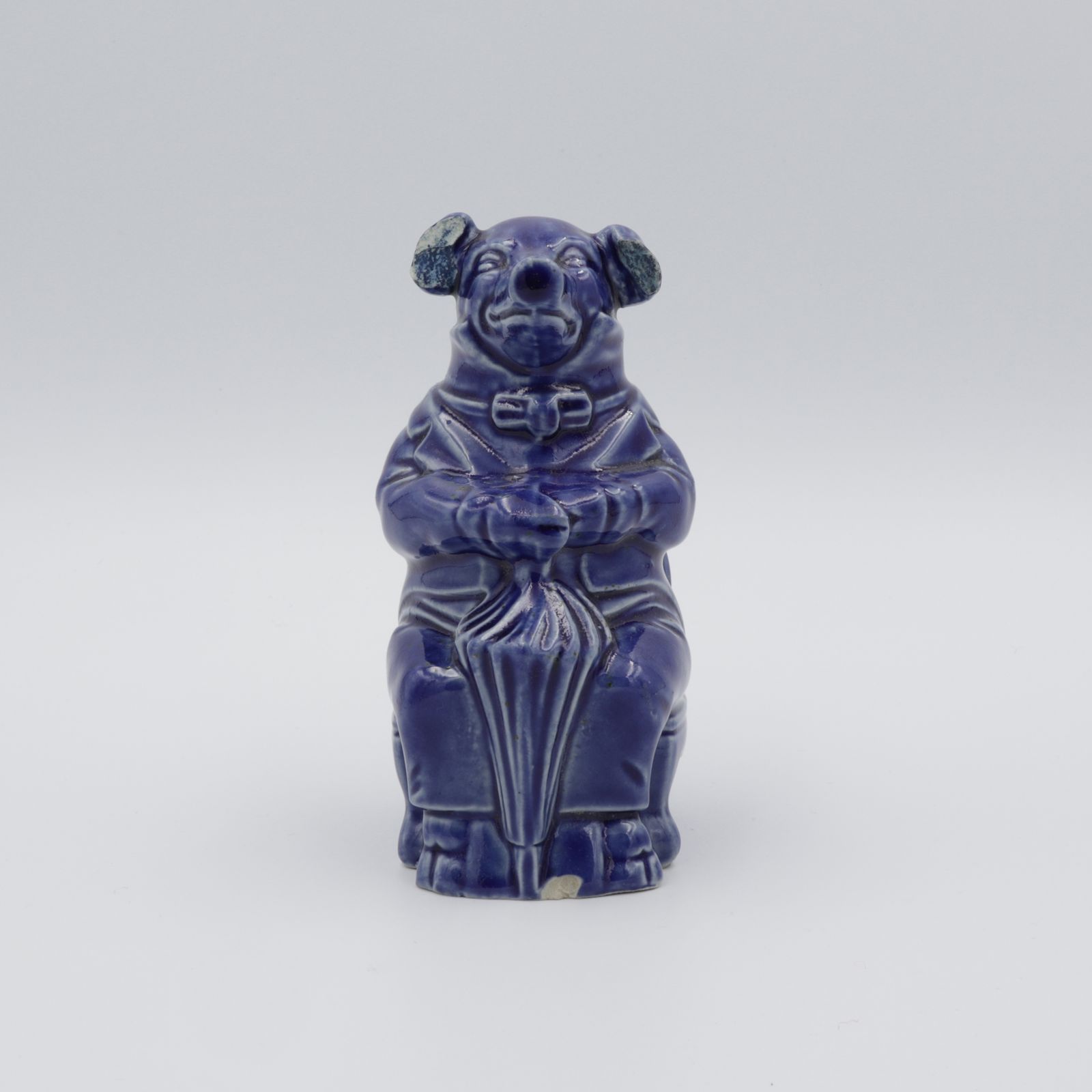 傘を持つブタの紳士ピギーバンク バルボティーヌ オンネー窯 ベルギー 1890-1910s
