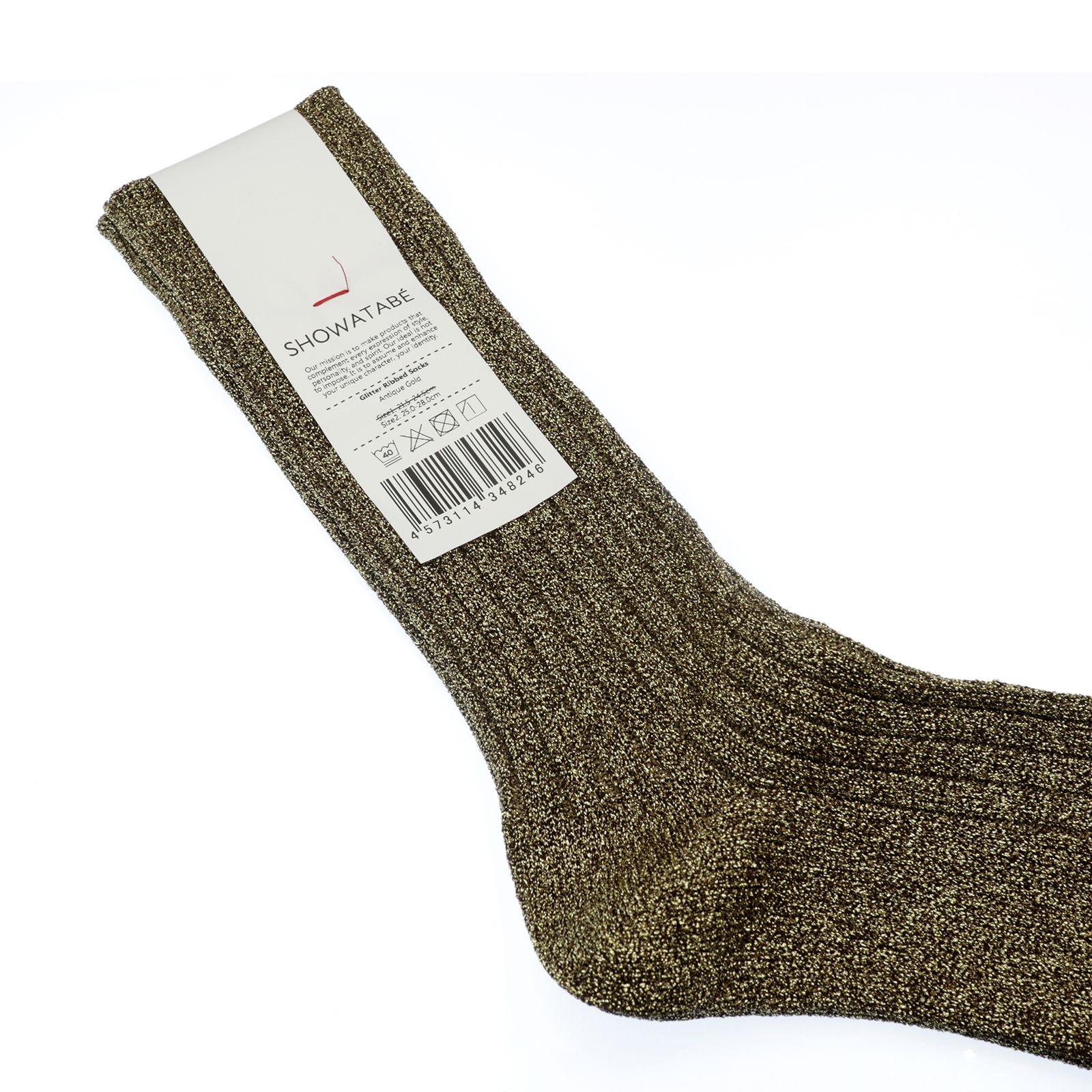 Glitter Ribbed Socks アンティークゴールド 靴下