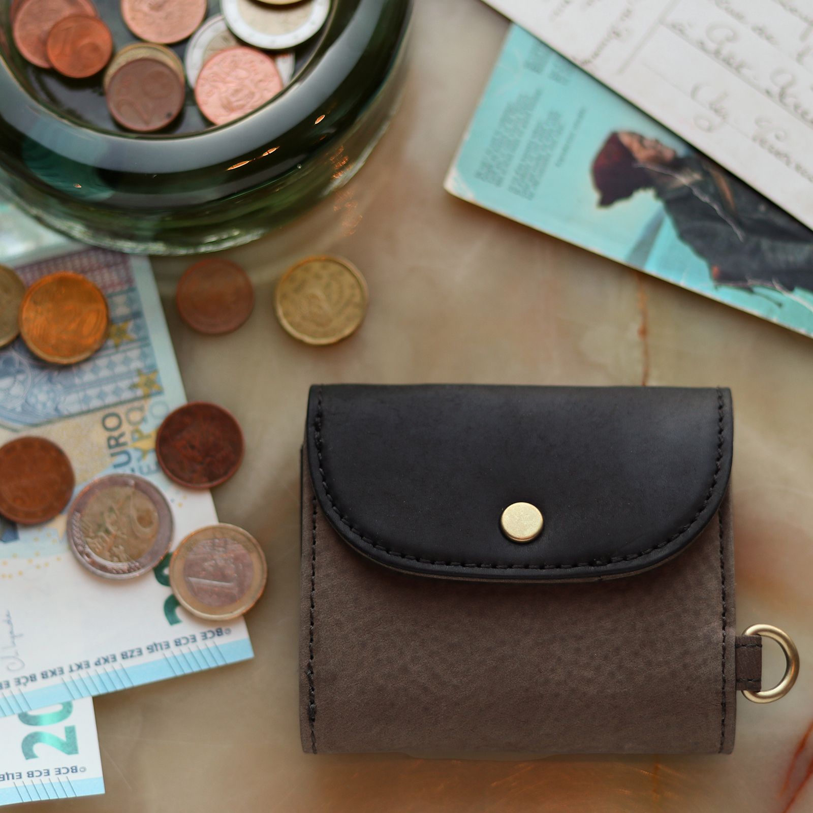 「PUFU」コンパクト財布 グレー