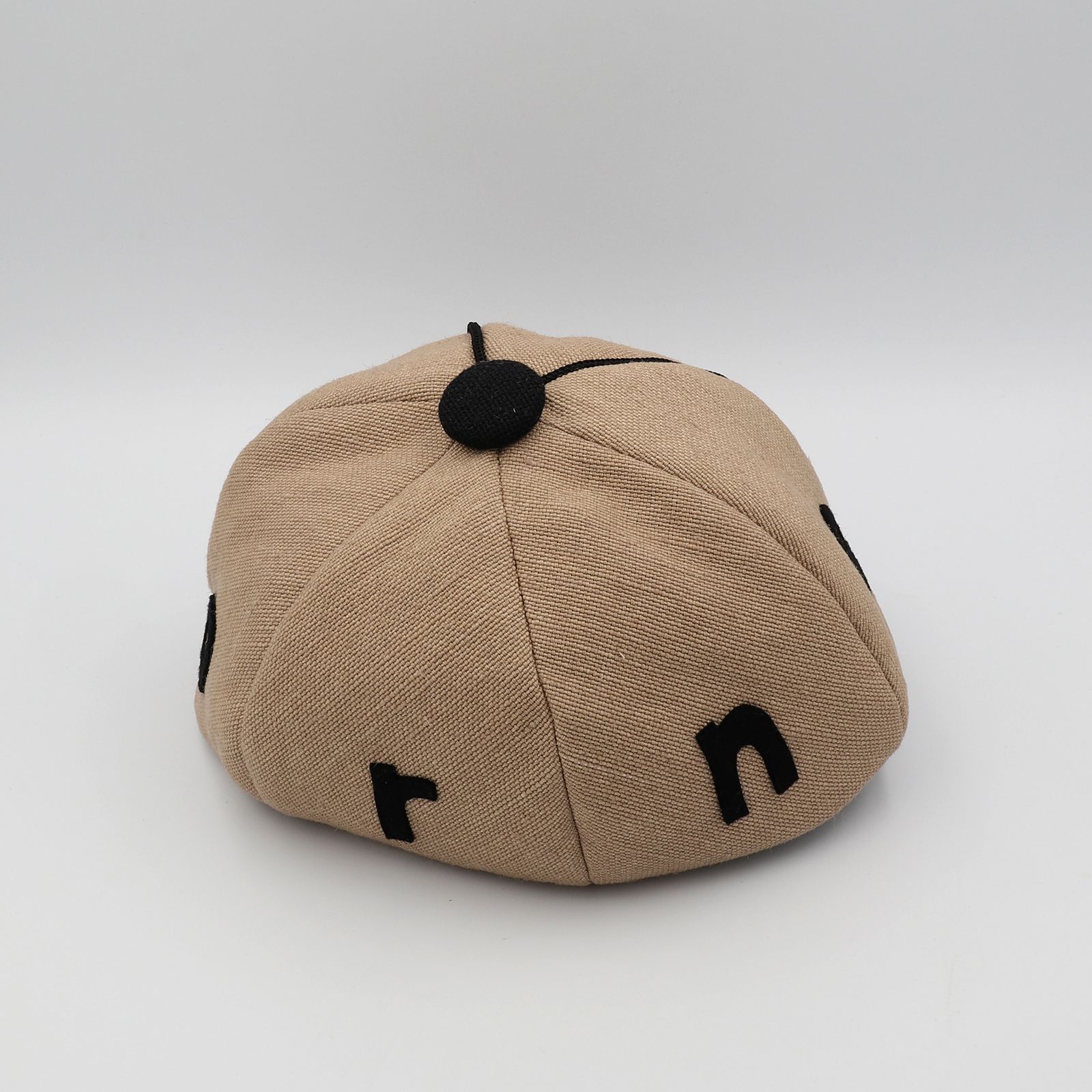 【送料無料対象外】アップリケキャップ ベージュ×ブラック