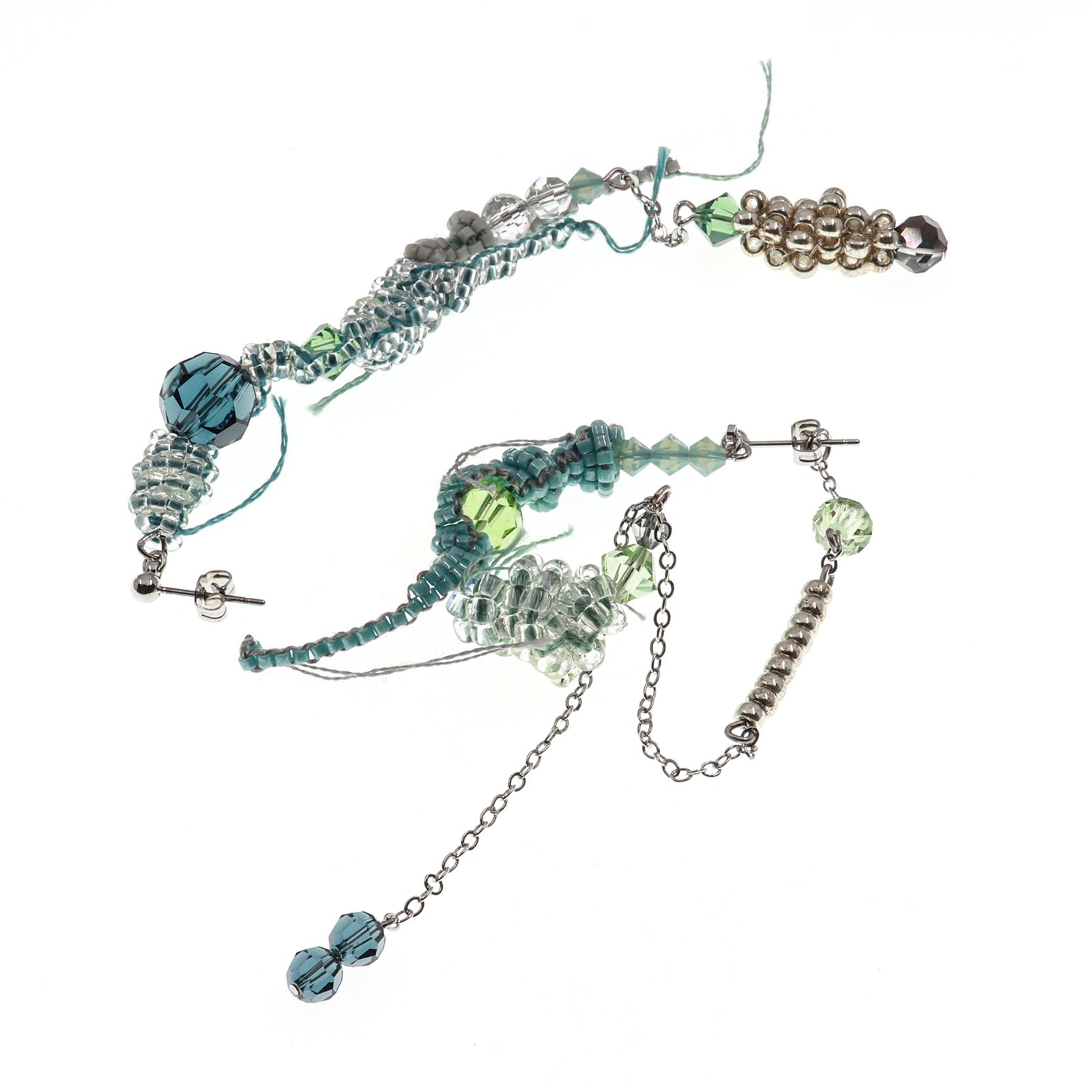 「collage スワロ」ピアス グリーン【collection de couleurs de sachikoism】