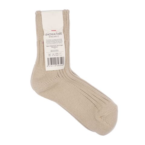 Organic Ribbed Socks Short Length エクリュ 靴下