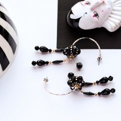 「かぼちゃ フープ」ピアス モノトーン【collection de couleurs de sachikoism】