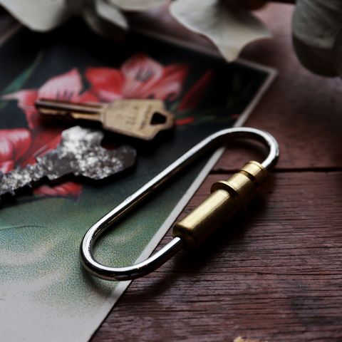 「Bullet Carabiner」キーリング ニッケル×ブラス
