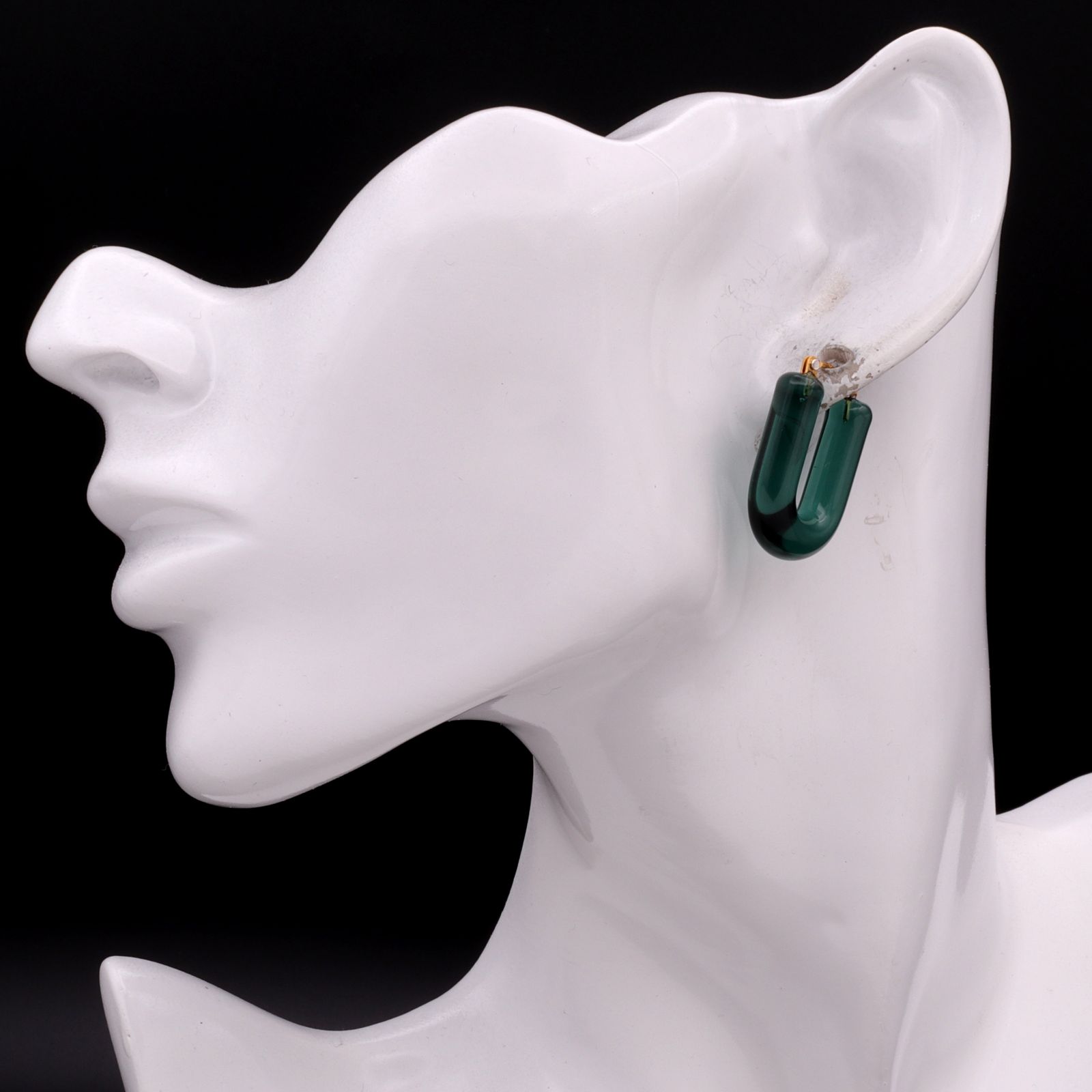 「Glass Hoop "U" Pierce」ピアス(片耳) ティールグリーン