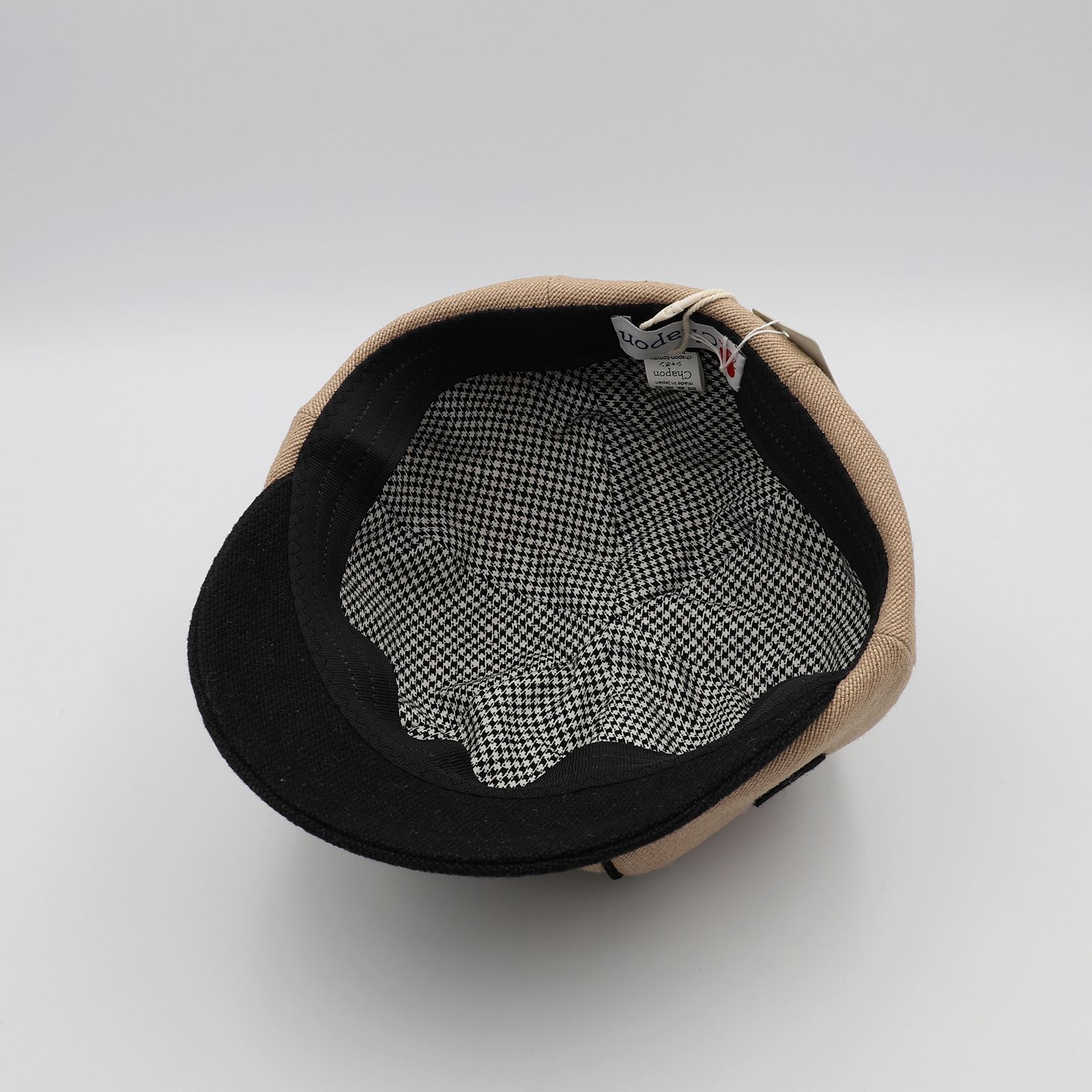 【送料無料対象外】アップリケキャップ ベージュ×ブラック