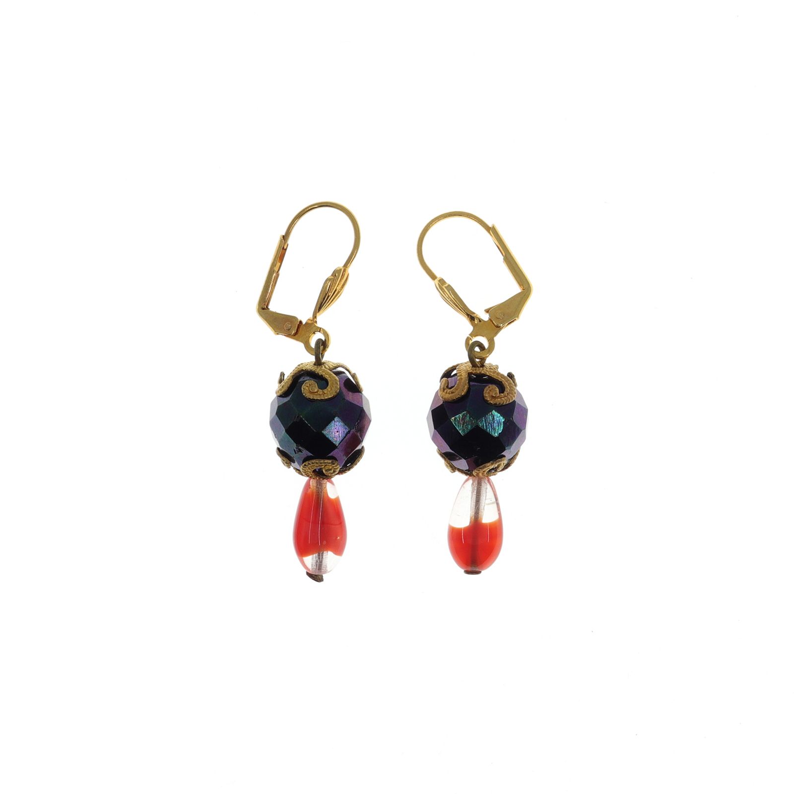 「オーロラカットラウンド＆クリアドロップ」ピアス フランス