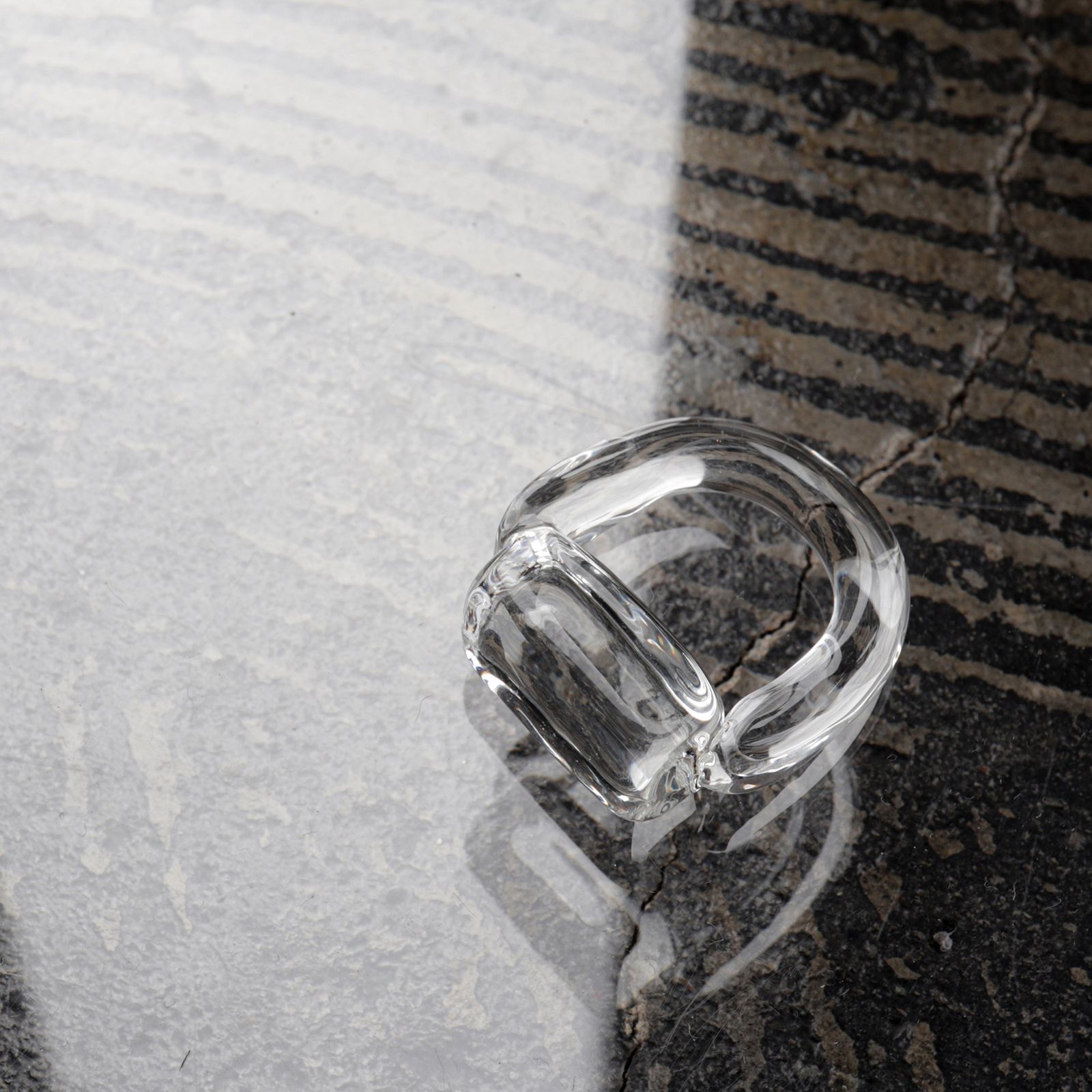 「Glass Square Ring」リング クリア