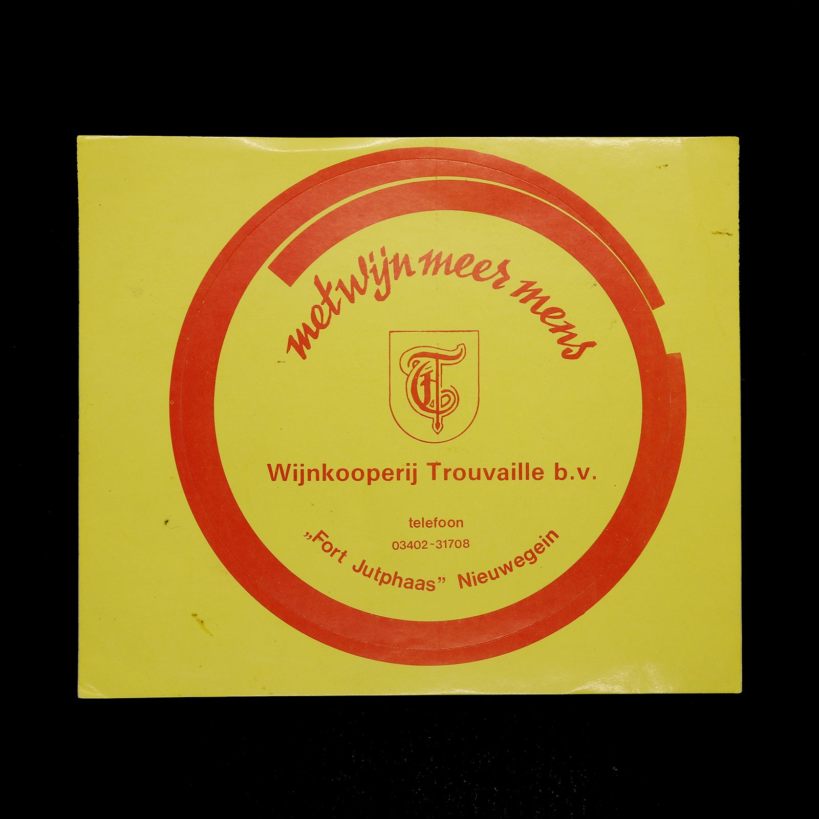 「wijnkooperrij Trouvalle b.v.」ヴィンテージステッカー ヨーロッパ