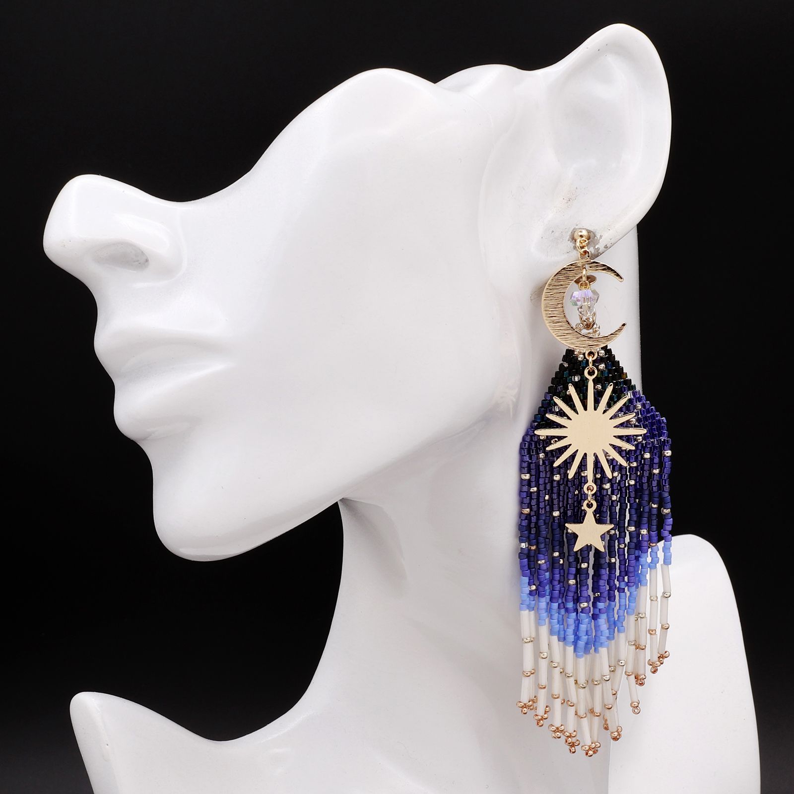 「ビーズ空」ピアス（片耳） ブルー【collection de couleurs de sachikoism】