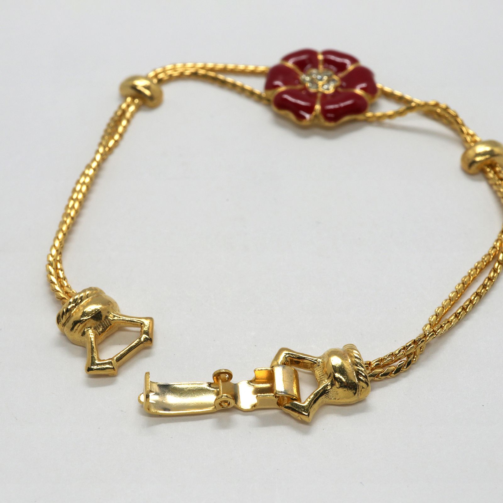 「エナメルフローラル red」ブレスレット ヨーロッパ Goldette デッドストック