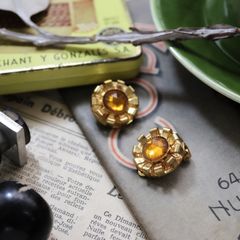 「シトリンカラーゴールドフラワー」イヤリング フランス