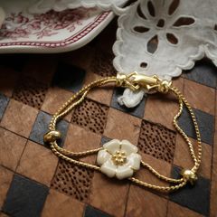 「エナメルフローラル white」ブレスレット ヨーロッパ Goldette デッドストック