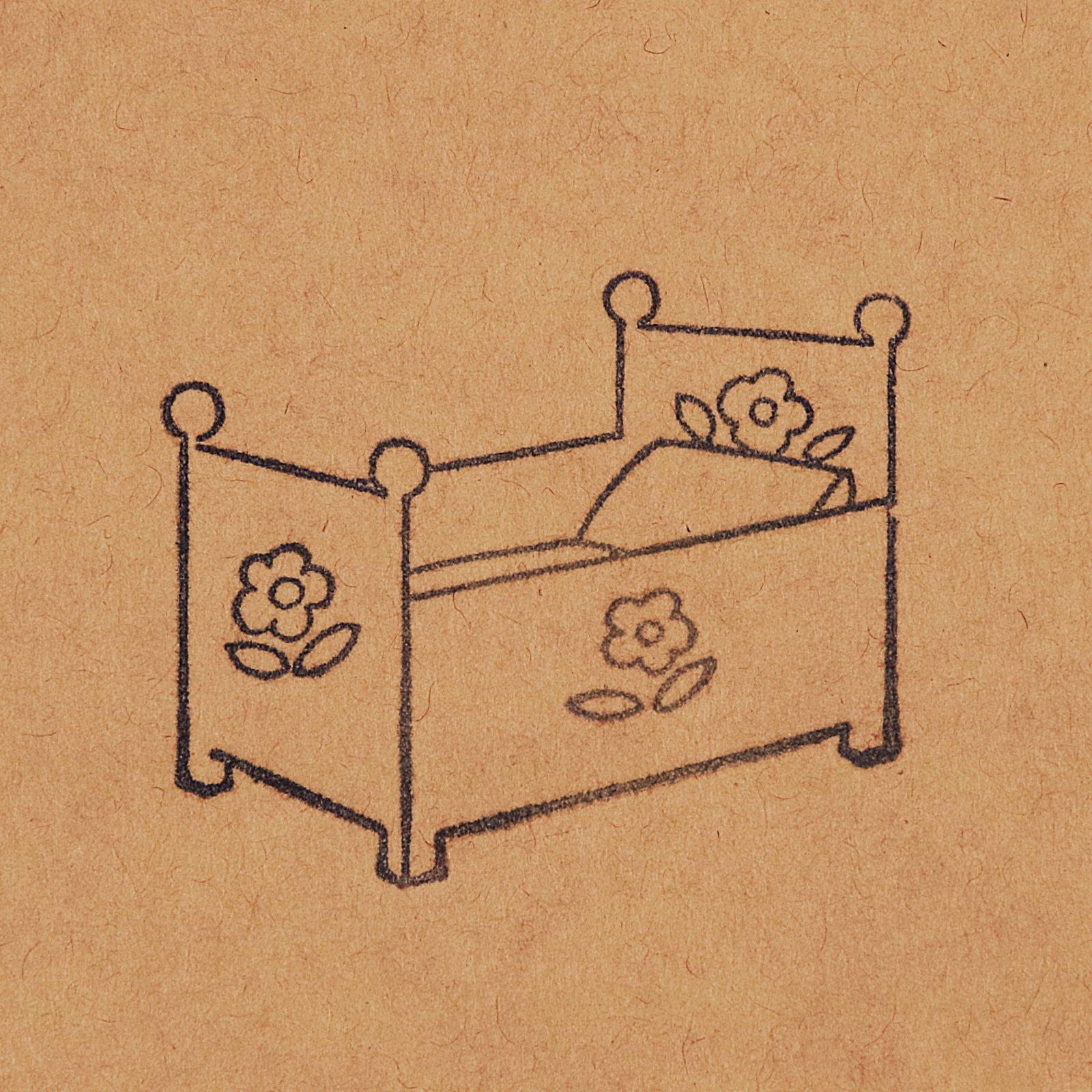 「花柄ベッド」 ヴィンテージスタンプ フランス50s