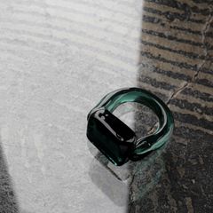 「Glass Square Ring」リング ティールグリーン