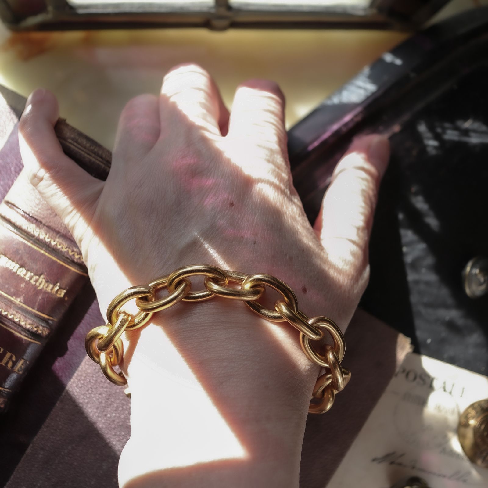 「ゴールドファットチェーン」ブレスレット ヨーロッパ Anne Klein 1990s