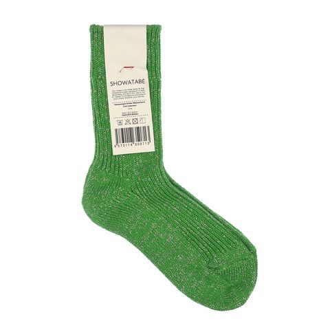 Heavyweight Glitter Ribbed Socks ライム×シルバー 靴下