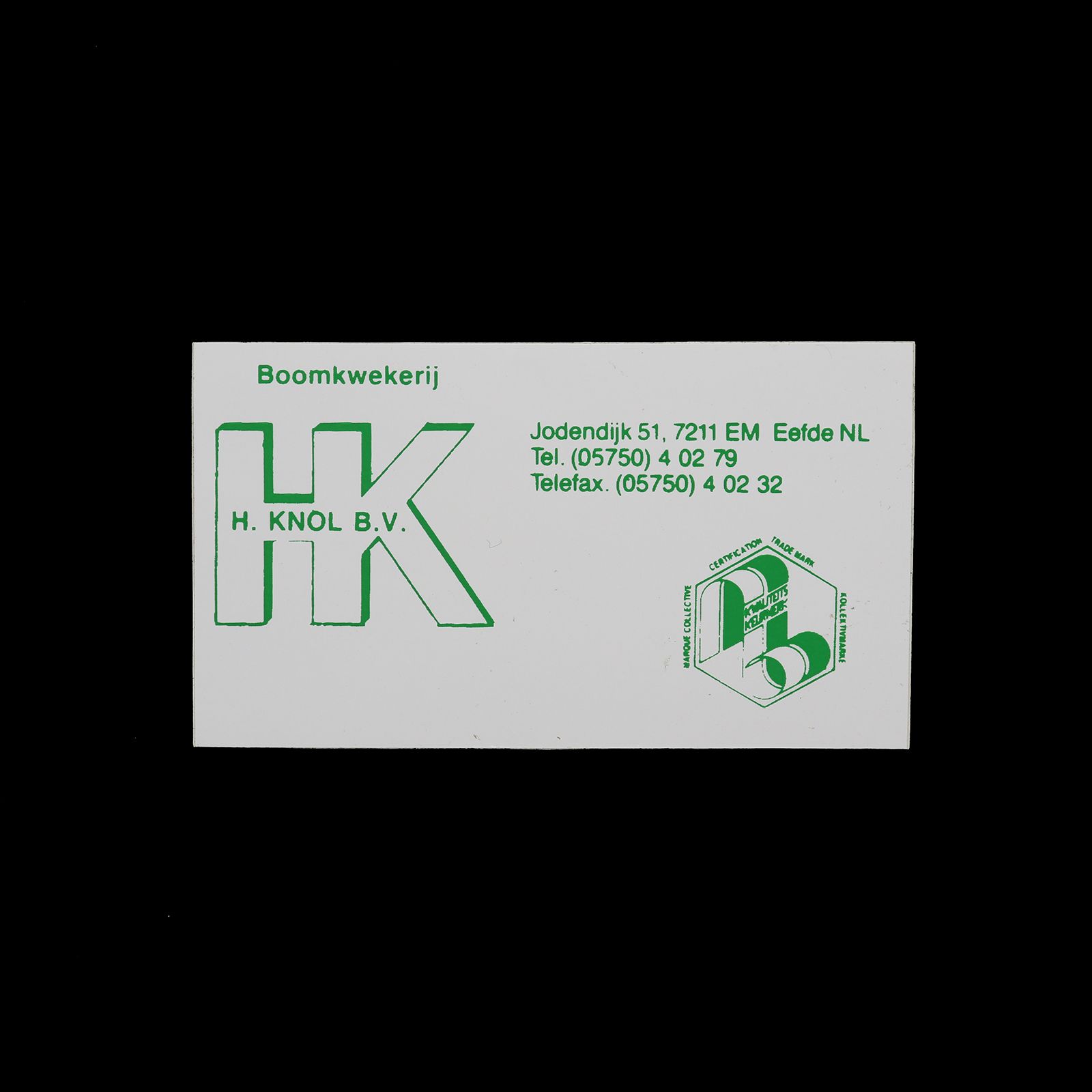 「Boomkwekweij H. KNOL B.V.」ヴィンテージステッカー ヨーロッパ