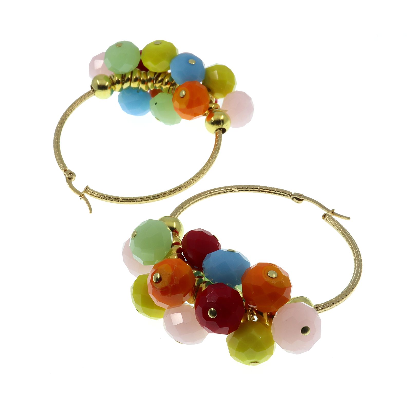 「グラスフルーツボンボンフープ」ピアス
