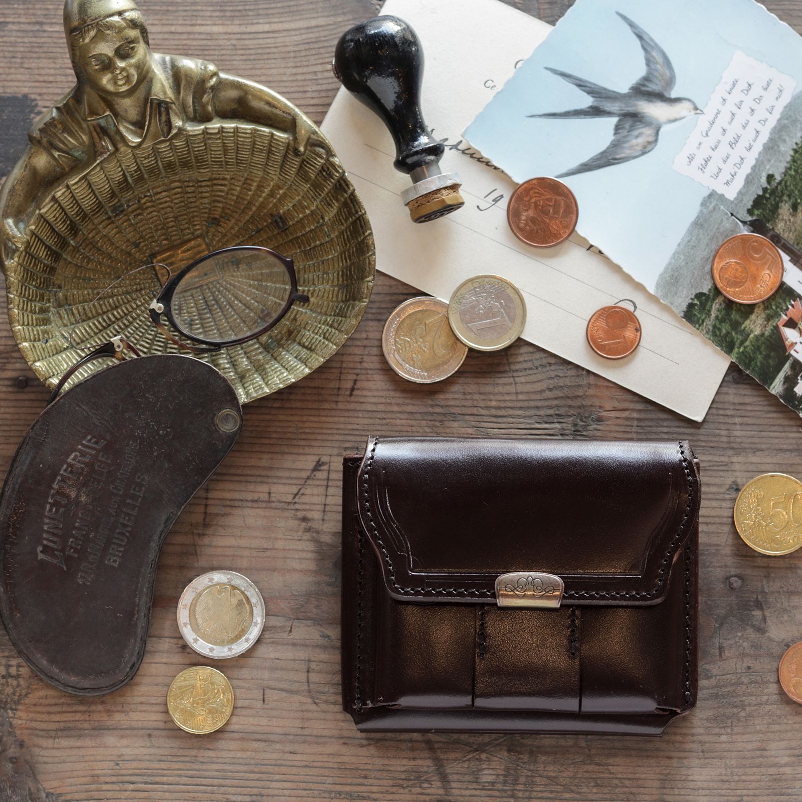 【Dual】ギャルソンコンパクトウォレット サドルプルアップ  チョコ