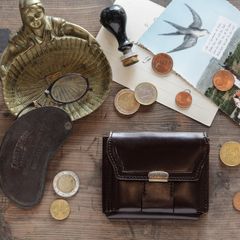 【Dual】ギャルソンコンパクトウォレット サドルプルアップ  チョコ