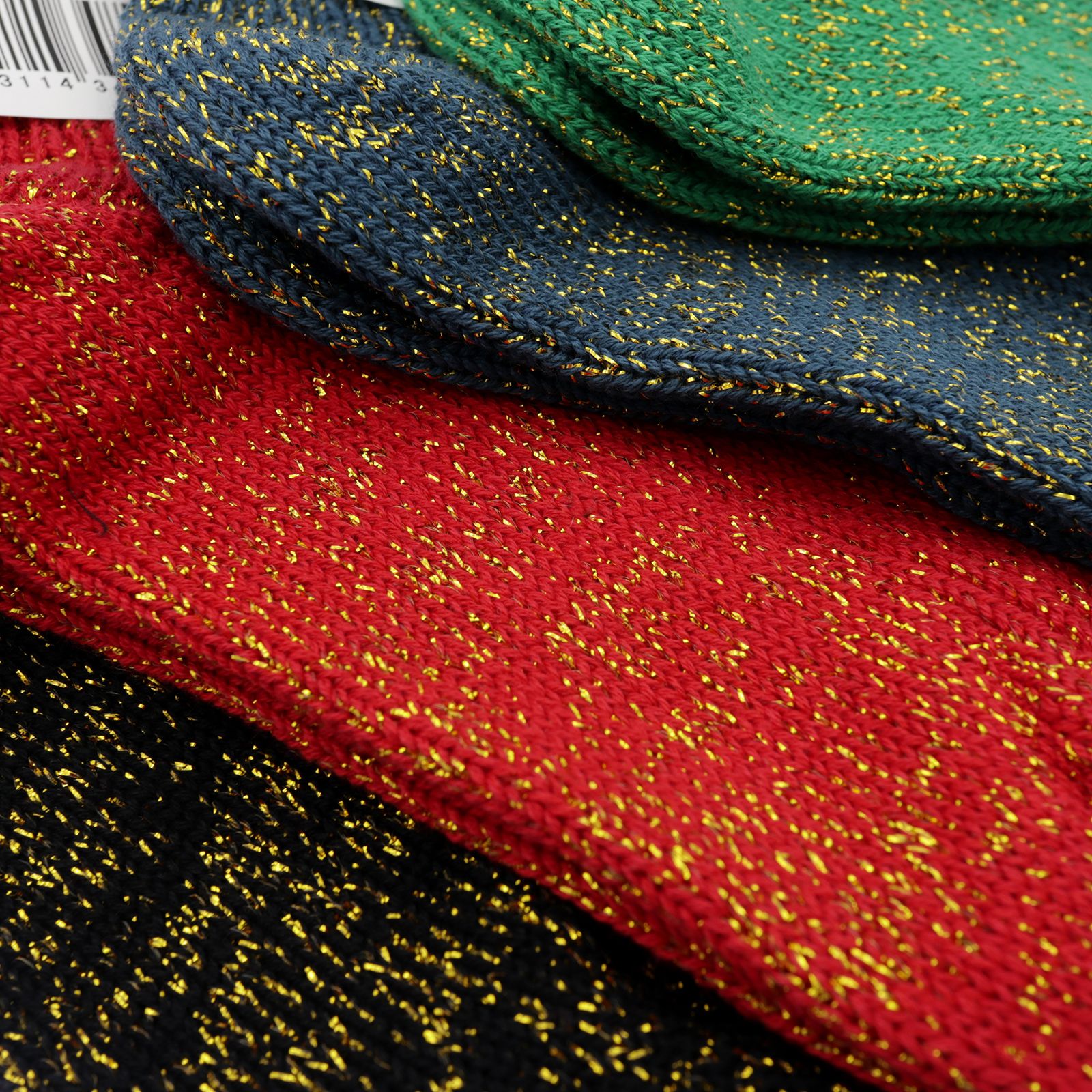 Heavyweight Glitter Ribbed Socks レッド 靴下